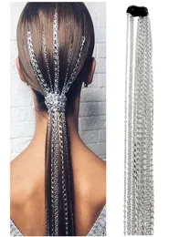 Modny prosty łańcuch przedłużający się peruki Srebrny łańcuch włosów z frędzlami europejski i amerykański łańcuch głowy BB Clip Hair łańcuchy 4518345