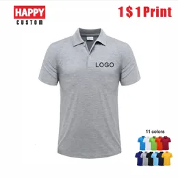 Summer Short Sleeve Polo Custom Casual Solid Color Lapel Shirt Design Brodery Quick Dry Top Print 14 Färg 240408