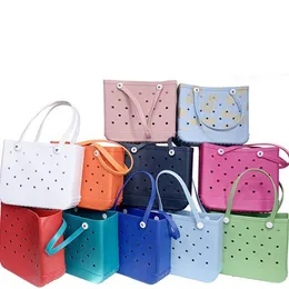 Storage Bags Waterproof sea Beach Bag Solid Punched Organizer Basket Summer Water Park Handbags Large Women's Stock Gifts