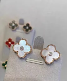 보석 귀걸이 디자이너 여성 패션 빈티지 4 Four Leaf Clover Desinger Earrings Silver 18k Gold Plated 여성 티타늄 강철 웨딩 보석 선물