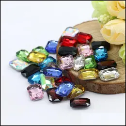 Loose Gemstones 6X8Mm Good Quality Stone Octagonal Shape 100Pcs/Bag Glass K5 Point Back Fancy Sier Foiling Gemstone 10 Different Color Otbuq