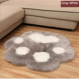 Söt katt tass björn fot kudde djur fotavtryck form mjuk plysch matta hem soffa bord golvmatta sovrum dekorativ matta 2021