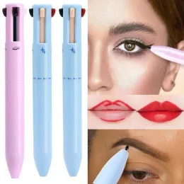 Förbättrare 4 i 1 Makeup Pen Eyebrow Pencil Waterproof Lip Liner Highlighter Långvarig Easy Color Eyeliner Pen Svätesproof Makeup Pen