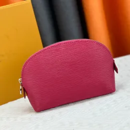 Bolsa de maquiagem de ondulação de água Designer Mulheres Bolsas de cosméticos Bolsa clássica Bolsa de bolsa de alta qualidade Zipper de couro genuíno