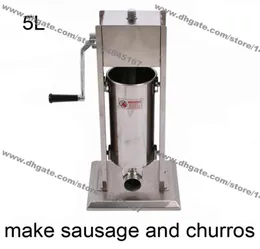 상업용 사용 5L 스테인리스 스틸 핸드 크랭크 Vertiacal Sausage Stuffer 및 Churros Maker Machine6235251