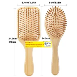 Wooden Bamboo Hair Comb Healthy Paddle Brush Hair Massage Brush Hairbrush Comb Scalp Hair Care Healthy Combs Styler Styling Tool 11 LL