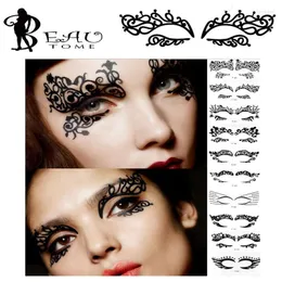 Temporary Tattoos Wholesale- Beautome 1PC Fashion Lace Hollow Eye Shadow Face Stick Eyeliner Stickers Tatoos Makeup Art Pat Costume Party