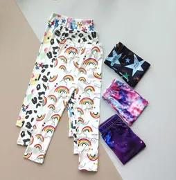 Crianças Leggings For Girls Summer Summer Rainbow Print Lápis Casual Crianças Florais Skinny Troushers 2 a 9 anos5140573