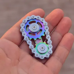 Toy Fidget Spinner Toys Sprockets Flywheel Fingertip Gyro Bike Chain Toy Key Ring Hand Finger Keyring Bracelet Metal Sensory Gears Wit