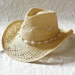 Широкие шляпы в восточном стиле ковбойская шляпа складной соломенная стильная западная с регулируемым декором бусинок для наружного