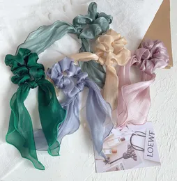 Sweet Pure Color Women Girls Hairbands Satin Fabric Streamer Hair Ring Hair Accessory Tyrder Hårhår ROPE M31424403229