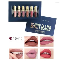 Lip Gloss Wholesale-6 PC/set per lippolso impermeabile rossetto liquido Lipstick Long Long Birthing Edition Beauty Glazed Kit Glazed Makeup Kit