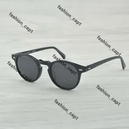 Oliver People Sunglasses OV1227 브랜드 디자이너 라운드 메탈 선글라스 남성 여성 스팀 펑크 패션 안경 레트로 빈티지 태양 ​​안경 올리브 선글라스 738