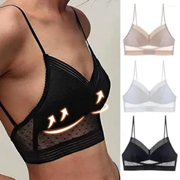Bras 2024 lombalada Bralette Ladies U Backless Invisible Lace Bra Polka Dot Mesh Ultra Finwear Mulheres Tampo Tanque de Lingerie