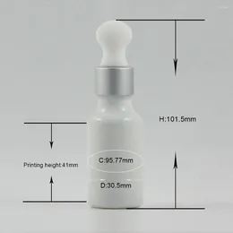 Förvaringsflaskor 20 ml miljövänliga kosmetiska förpackningsbehållare Pure vit glasflaska med matt silverdroppare