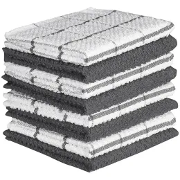 All-match Cotton Dish Towel Soft Super Absorbent Wiping Rags Lattice Designed Bathroom Kitchen Tea Bar Towels Home Glass Hand Cleaning Cloth