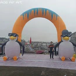 Großhandel Outdoor Dekoration aufblasbare Pinguin -Erzbogen -Unterhaltung Tierbogenway -Eingang für Zoo oder Business -Miete