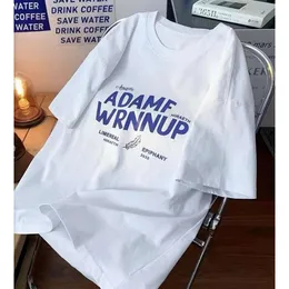 Erkek Tişörtleri Yaz Yeni Ağır Pamuk Kısa Kollu T-Shirt Erkek INS Moda Marka Gevşek Kore Versiyonu Çiftler Yarım Kollu Tişört Giysileri Giymek