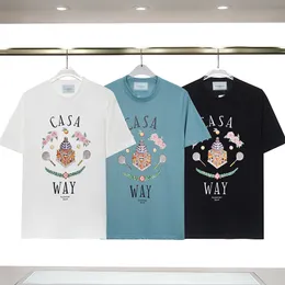 Casablanca 24 T-shirt Spring Summer Designer Fairy Tale Castle Letter Flower Printing Double Cotone Casual Short Short Short Youth T-shirt per uomini e donne.