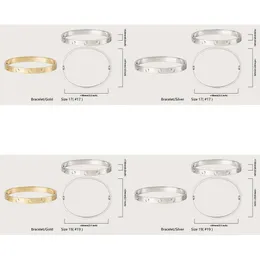 Larghezza della vite per unghie 4 mm 6 mm 7 mm 4 diamanti in acciaio inossidabile in acciaio inossidabile braccialetto oro bovine designer di gioielli Bracciale donna S