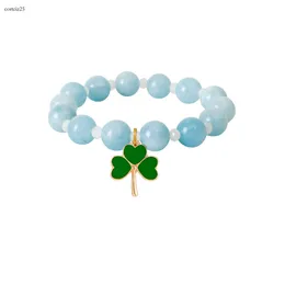 جديد Clover Lucky Conferent Bracelet Sharms Natural Agate Stone Stone سوار الجمشت الفراولة سوار Love Leaf Love 4783