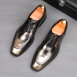 Retro Mode Männer speicherte Farbe Patchwork Gentleman Oxford Flats Casual Shoes Homecoming Hochzeitskleider Prom Zapatillas Hombre
