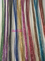 11 packages of 60 Strand per lot 11 color Options Bling Rainbow Silk Hair Tinsel Extention1836081