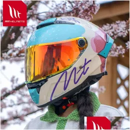 Cycling -Helme Mt Thunder 4 SV Pink Helm Motorrad FL Face Double Objektiv Capacete de Moto Qualität ECE DOT Appd 230923 Drop -Lieferung DH4KT