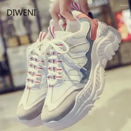 Fitness Shoes Diweini 2024 Mulher branca moda pai malha big onda plataforma tênis mulheres casuais tenis feminino