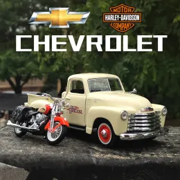 Cars Diecast Model Maisto 1 24 1948 Ford Pickup TruckMotorcycle Alloy Model Diecast Metal Toy Offroad Vehicle Model Simulation Childr