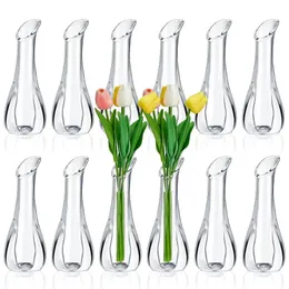 6/12st akrylglasknoppvaser för mittstycken Crystal Akrylvasblommor Vas Modern Flower Vase för Wedding Rose Home Decor 240415