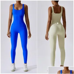 Joga strój LL-6848 Women Jumpsuits stroje bez rękawów bliskie kombinezony taneczne długie spodnie oddychające legginsy śrubowe gwint dhekp