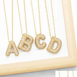 Anhänger Halsketten Flola Chunky Clear Crystal Initial für Frauen Ballon 26 Buchstaben Custom Name Halskette Gold plattiert Schmuck Geschenke NKEB7 DH0UL