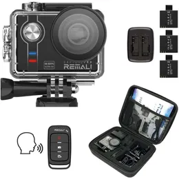 4K 60fps 20MP Waterproof Sports Camera with Portable Case, 3 Batteries, WiFi, 2-inch Touch Screen, 8x Zoom, Slow/Fast Motion, Remote & Voice Control