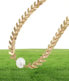 Frauen Einfache zarte goldgeschichtetes Chokers handgefertigte Ketten Halskette mit künstlicher Perle billiger Ganzes Tropfen 9513806