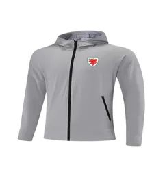 웨일즈 전국 축구 팀 men039s 재킷 주니어 유니폼 전체 지퍼 후드 재킷 바람발기 얇고 통기성 SOCC8427887