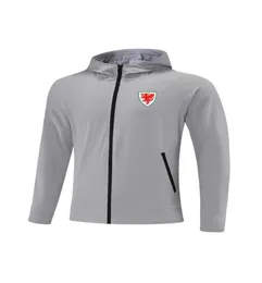 Galles National Football Team Team Men039s Jackets Juniors Maglie con cerniera piena con cappuccio con cappuccio a vento sottile e traspirante per SOCC8427887