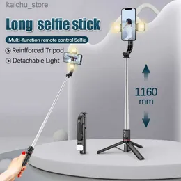 Selfie Monopods FGCLSY 2022 New Bluetooth Wireless Selfie Stick com luz dupla de preenchimento deve ser esticado mini tripé pode tirar fotos remotamente y240418