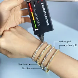 Custom 10k 14k 18k Moissanite Tennis Bracelet Lab Created Diamond Chain 10k White Gold Vvs 4.0mm Moissanite Bracelets