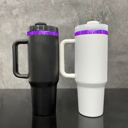 USA Warehouse Black White Powder Coated Purple Plated Under H2.0 40oz Quencher Tumbler 40oz Purple Under Travel Mug Water Bottle, Säljs av Case