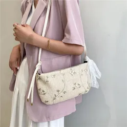 Shoulder Bags Summer Trend Straw Lace Nylon Ladies Bag Fashion Texture Zipper Crossbody For Women 2024 Luxury Designer