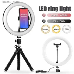 Ciągłe oświetlenie 10 -calowe LED Selfie Pierścień Pierścień USB Dimmable Fotografia Lekkie Studio Mobile Pilot Conner