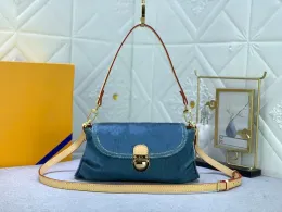 9a Luxus Bag Design Bag mittlere Age -Serie Klassische Achselstaschen Denim gelb Leder Original Single Laser Hardware Altering Stoff Handheld Crossbody Tasche