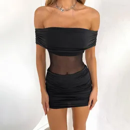 Lässige kleidertstadt wie Perspektive, sexy Partykleid Frauen elegant von Schulter 2024 Frühlings Sommer Schlanker Körpercon plissiert