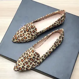 Lässige Schuhe Frauen Flats zeigte Zeh Feste Farbe für Zapatos de Mujer Leopard Flat Heel Ladies Sladies