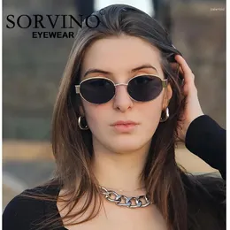 Occhiali da sole Sorvino retrò ovale per donne uomini alla moda vintage degli occhiali da sole degli anni '90 sfumature classiche Uv400 protezione Gafas de Sol Mujer