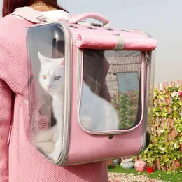 Cat Carriers Crates المنازل Pet Cat Carrier Prastback Cat Travel Travel Outdoor Ba for Dos Dos Cats Portable Carryin Carryin Pet Supplies L49