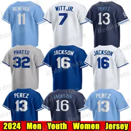 #7 Bobby Witt Jr. Baseball Jersey #51 Brady 가수 Nelson Velazquez Salvador Perez Bo Jackson Whit Merrifield Nicky Lopez Brett Jorge Soler Vinnie Pasquantino Jerseys