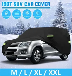 Bilskydd 190T Universal SUV Full Car Cover Winter Snow Waterproof Solscreen Scratch Dustproakt Cover Outdoor Car Protector Cover 9181205
