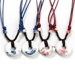 Anhänger Halskette Verstellbare ethnische Halskette mit Keramik -Aufkleber x852 traditioneller chinesischer Stil Schmuck für Frauen